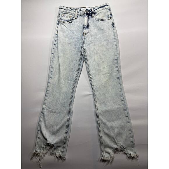 Vervet Denim - Vervet Women's Straight Distressed Hem Acid Wash Denim Jeans - Size 26 (27x26.5)